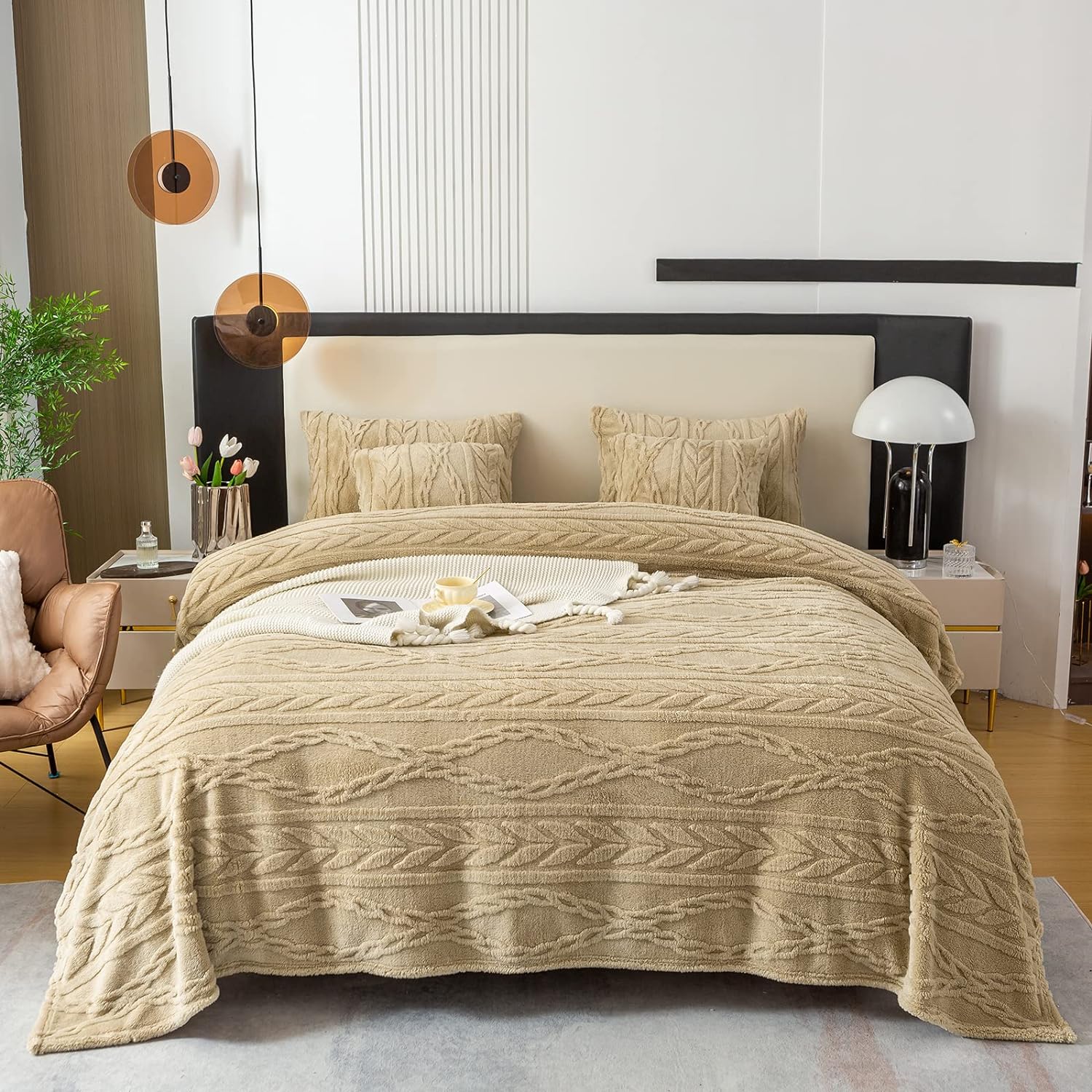 YUSOKI Manta Sherpa tamaño individual XL, diseño elegante en 3D, súper suave, mullida, acogedora, cálida, gruesa y esponjosa, para adolescentes,