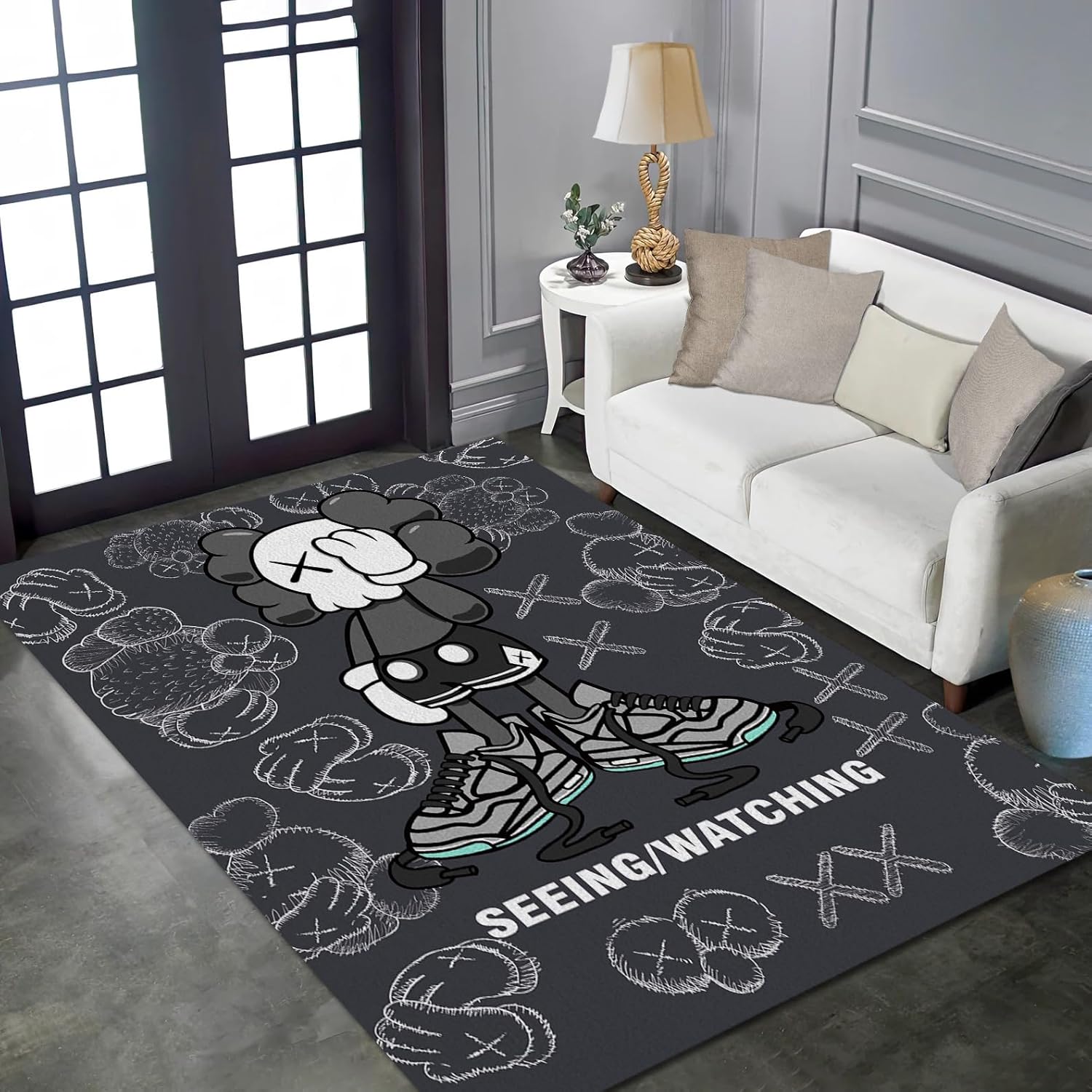 Hypebeast – Alfombra moderna de arte abstracto pop con graffiti, decoración artística para sala de estar, dormitorio, sala de juegos,