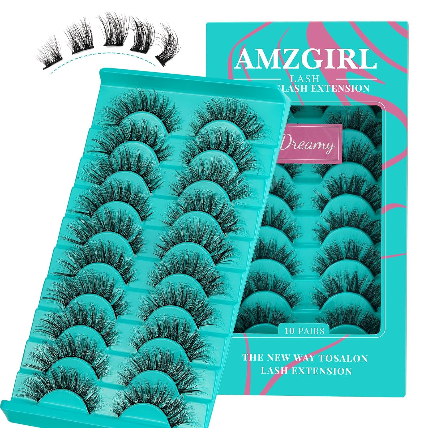10 pares de pestañas en racimo de pestañas 3D, rizadas en D, extensiones de pestañas individuales naturales en racimo de pestañas postizas en racimo