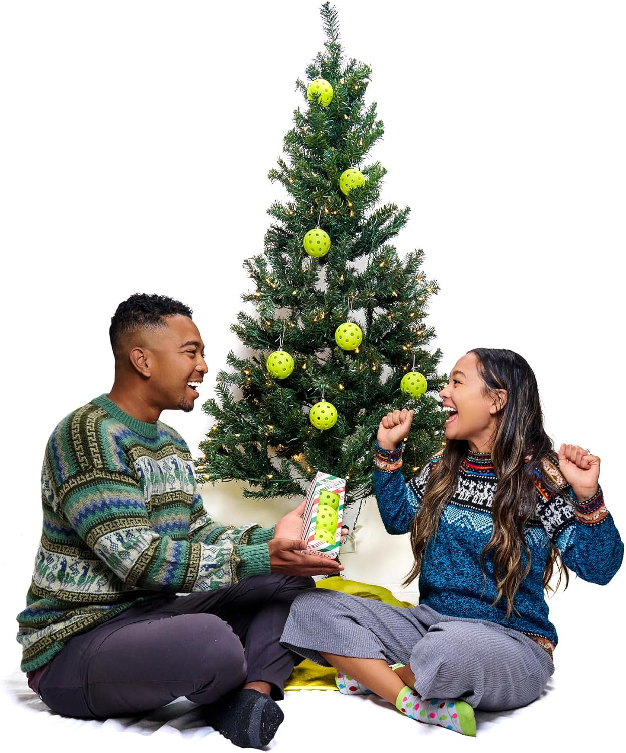 TILTECH Adorno de pickleball, adorno de Navidad de pickleball de tamaño real para árbol de Navidad, divertido regalo de pickleball, decoraciones de