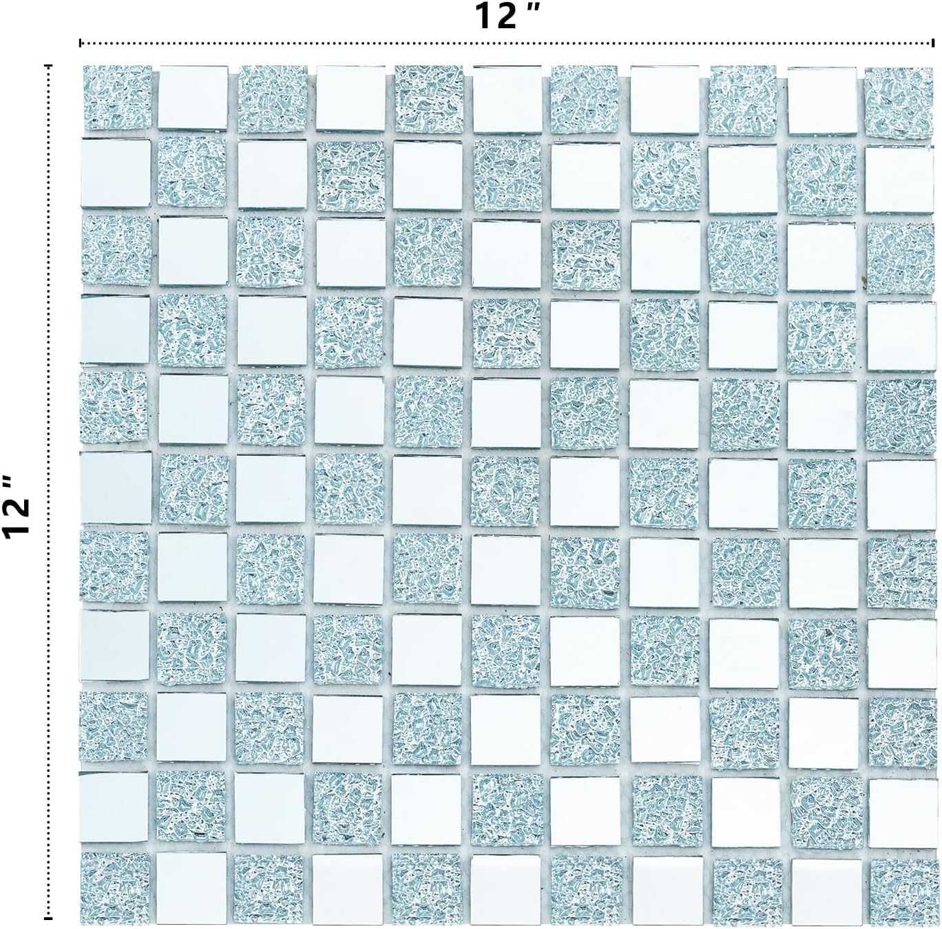 6 hojas de azulejos de mosaico de espejo plano cuadrado plateado para salpicaduras de cocina y pared de baño
