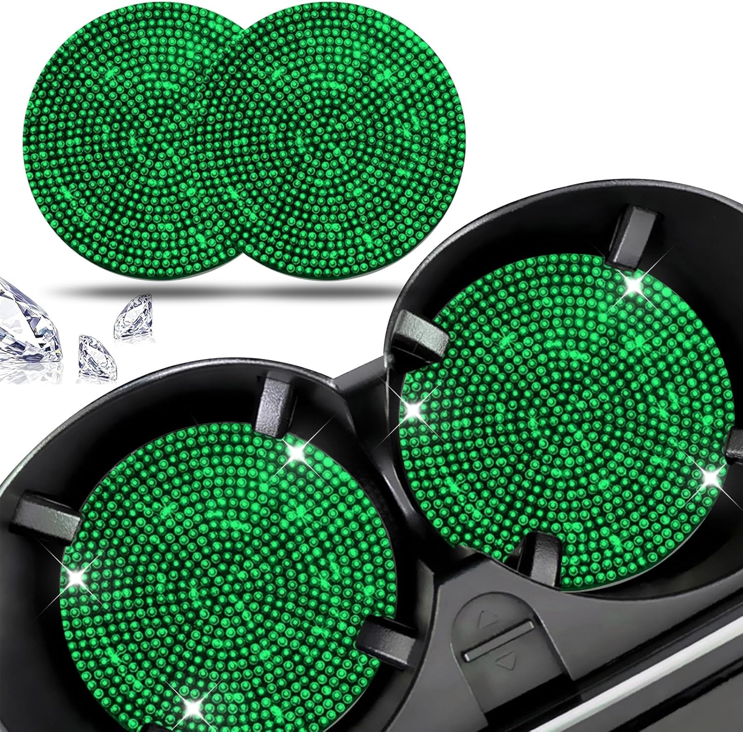 ZKFAR B-ling – Juego de 2 posavasos para automóvil, portavasos de cristal con diamantes de imitación de cristal, portavasos de tamaño universal,