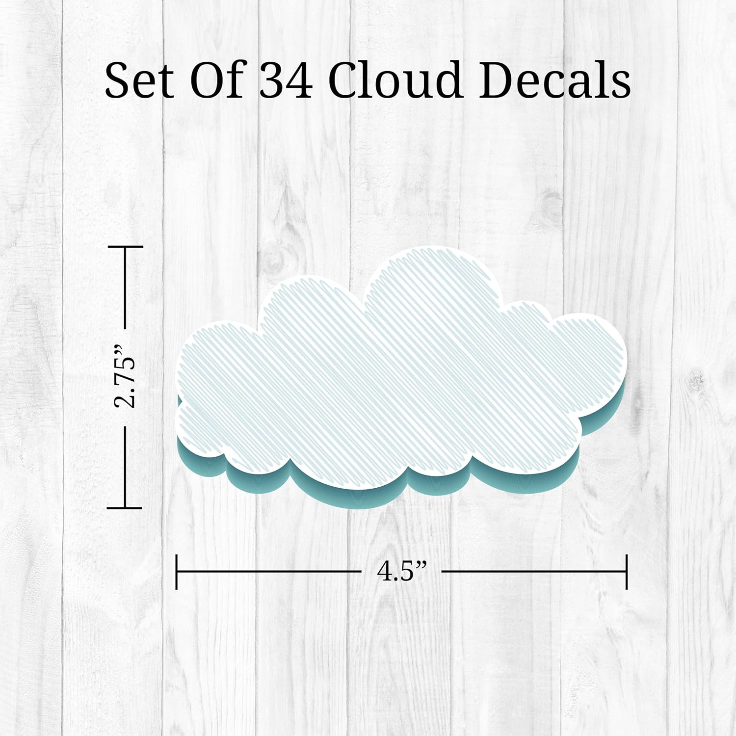 Decalcomania – Juego de 34 calcomanías de pared de nubes blancas para guardería, dormitorio, baño, aula, decoración extraíble de despegar y pegar