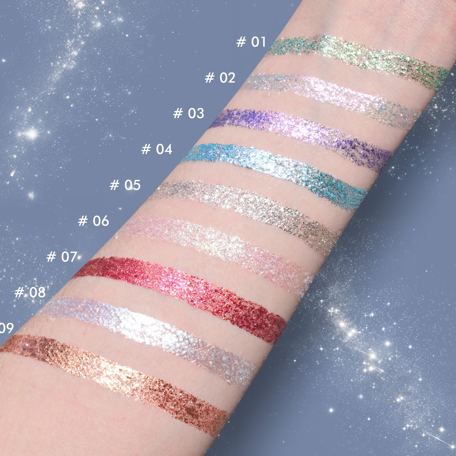 Juego de delineador de ojos con purpurina líquida de 3 colores, sombra de ojos con purpurina metálica, secado rápido, fácil de aplicar, delineador