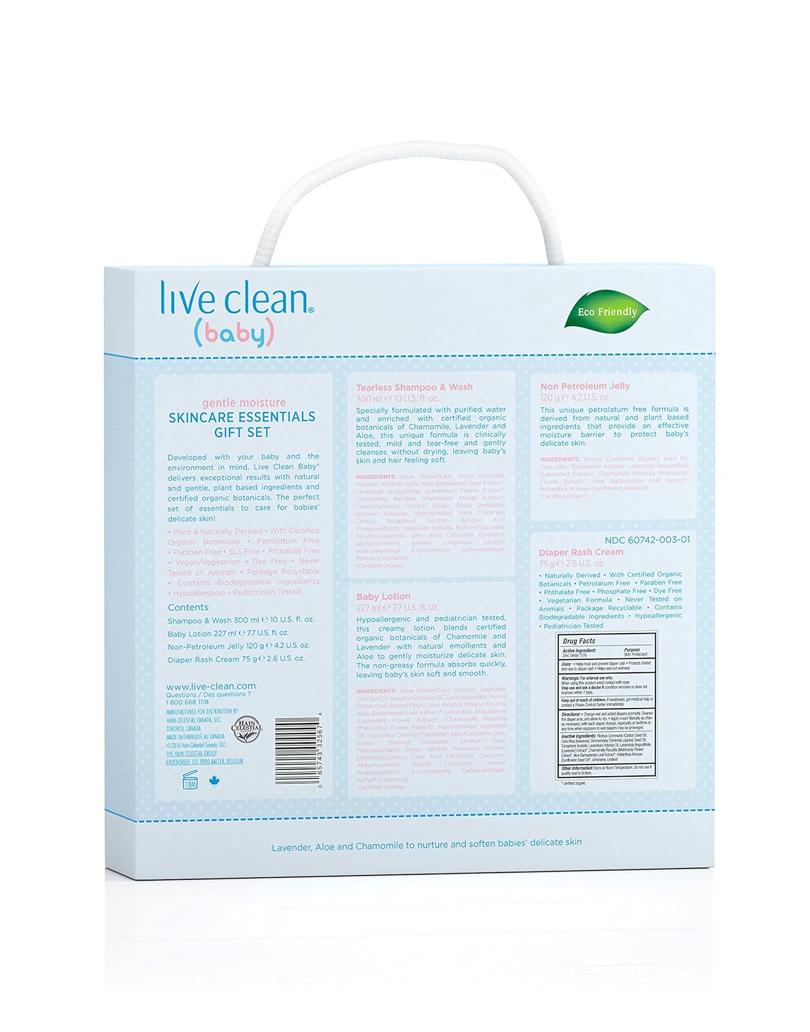 Live Clean Baby Set de regalo de artículos esenciales, humectantes y cuidado de la piel suave