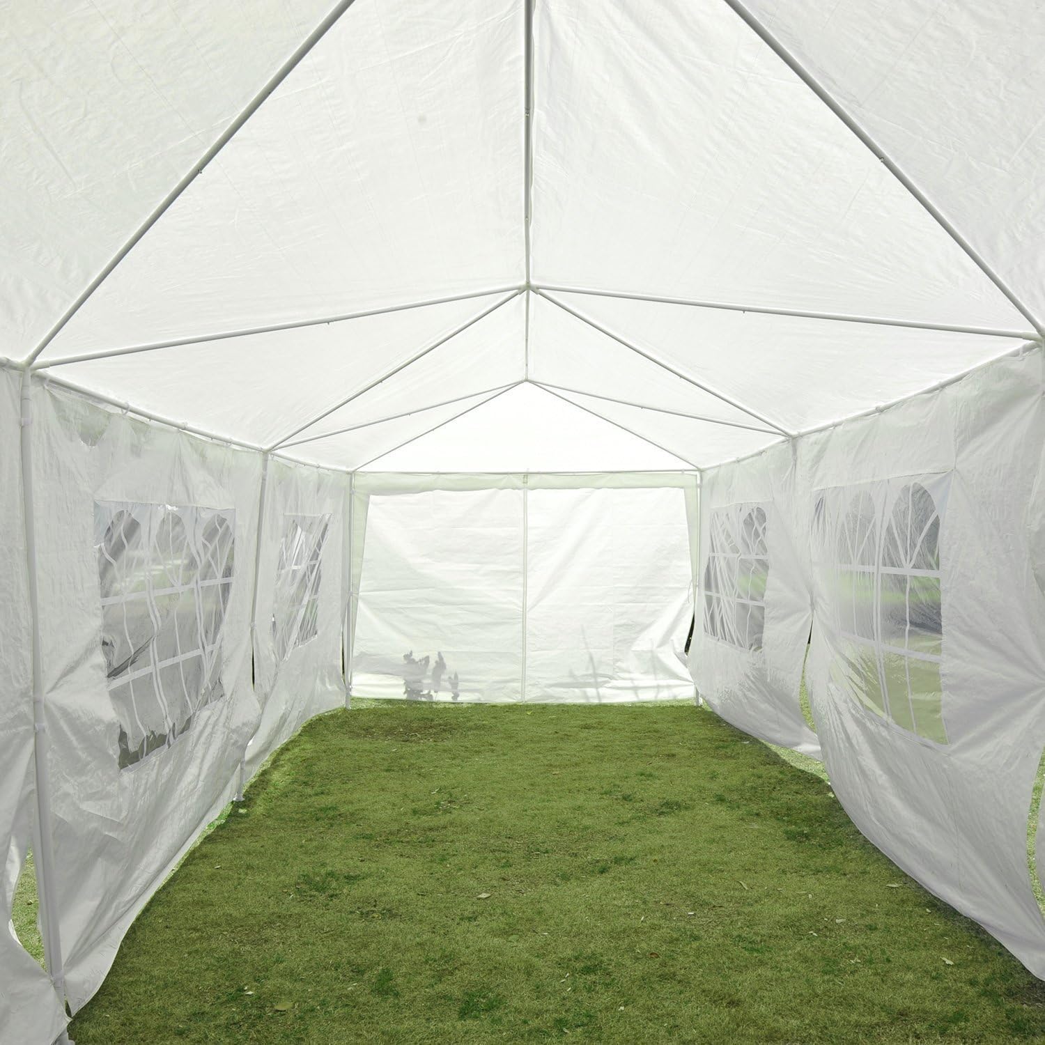 Outsunny Tienda de campaña con toldo para cenador con paredes laterales extraíbles, 10 x 30 pies, color blanco