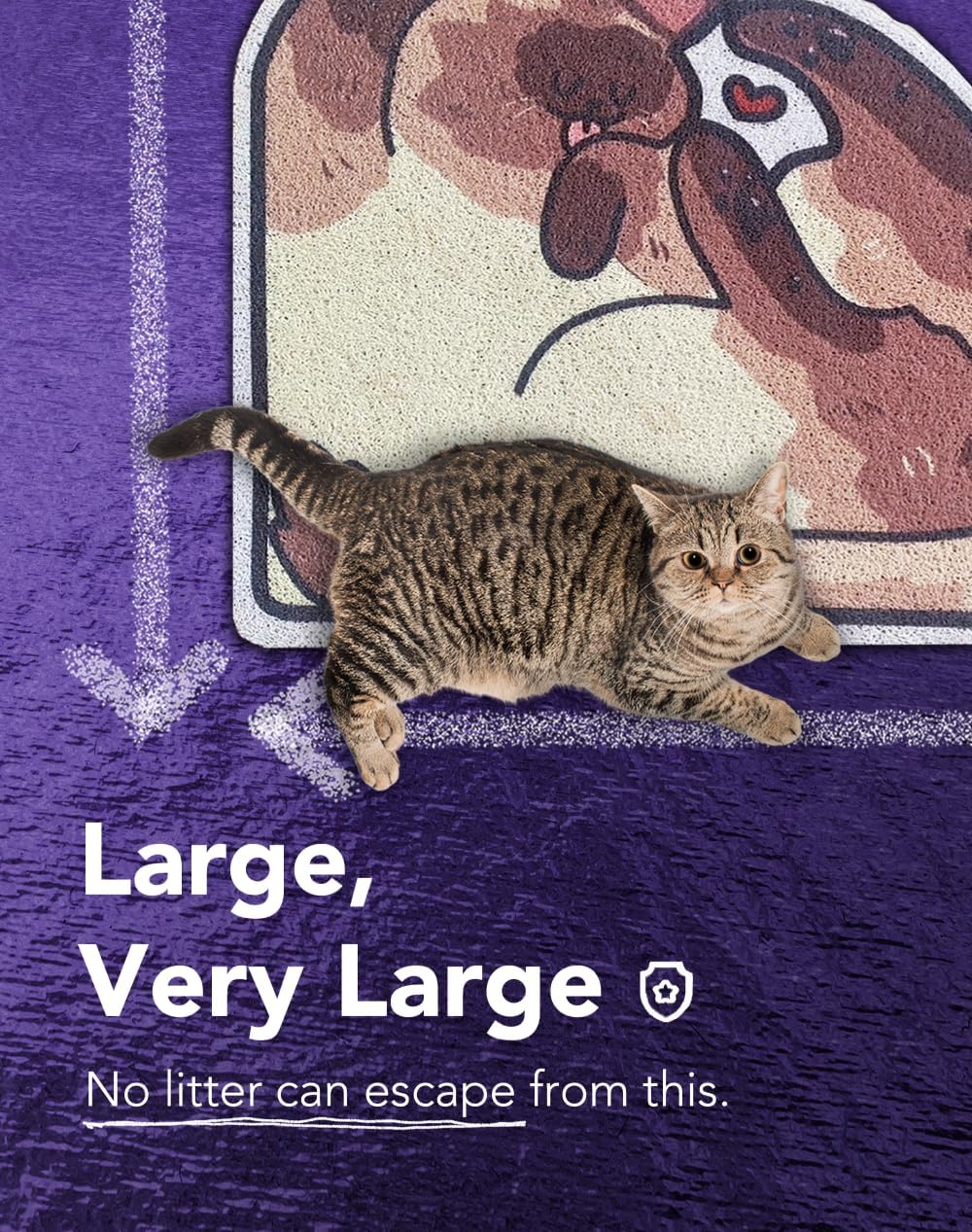 Lukamoo Bonita alfombra de arena para gatos (32 x 24 pulgadas), extra grande y XL, para arena para gatos y bonita caja de arena para gatos,