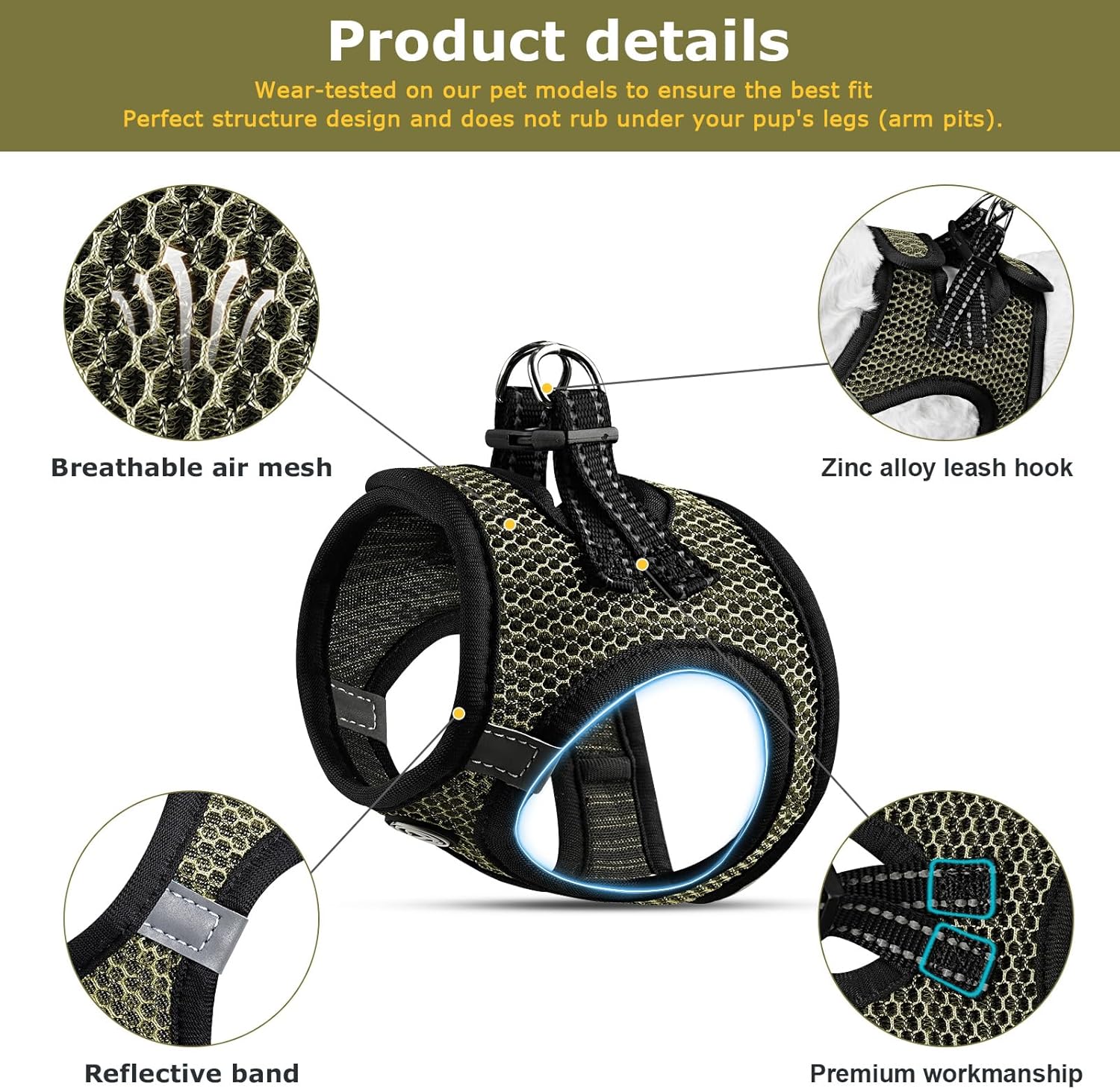 Step in – Arnés para perro pequeño (para perros de menos de 20 libras), arnés de malla de aire para perro, chaleco para cachorro y gato XXXS-L,