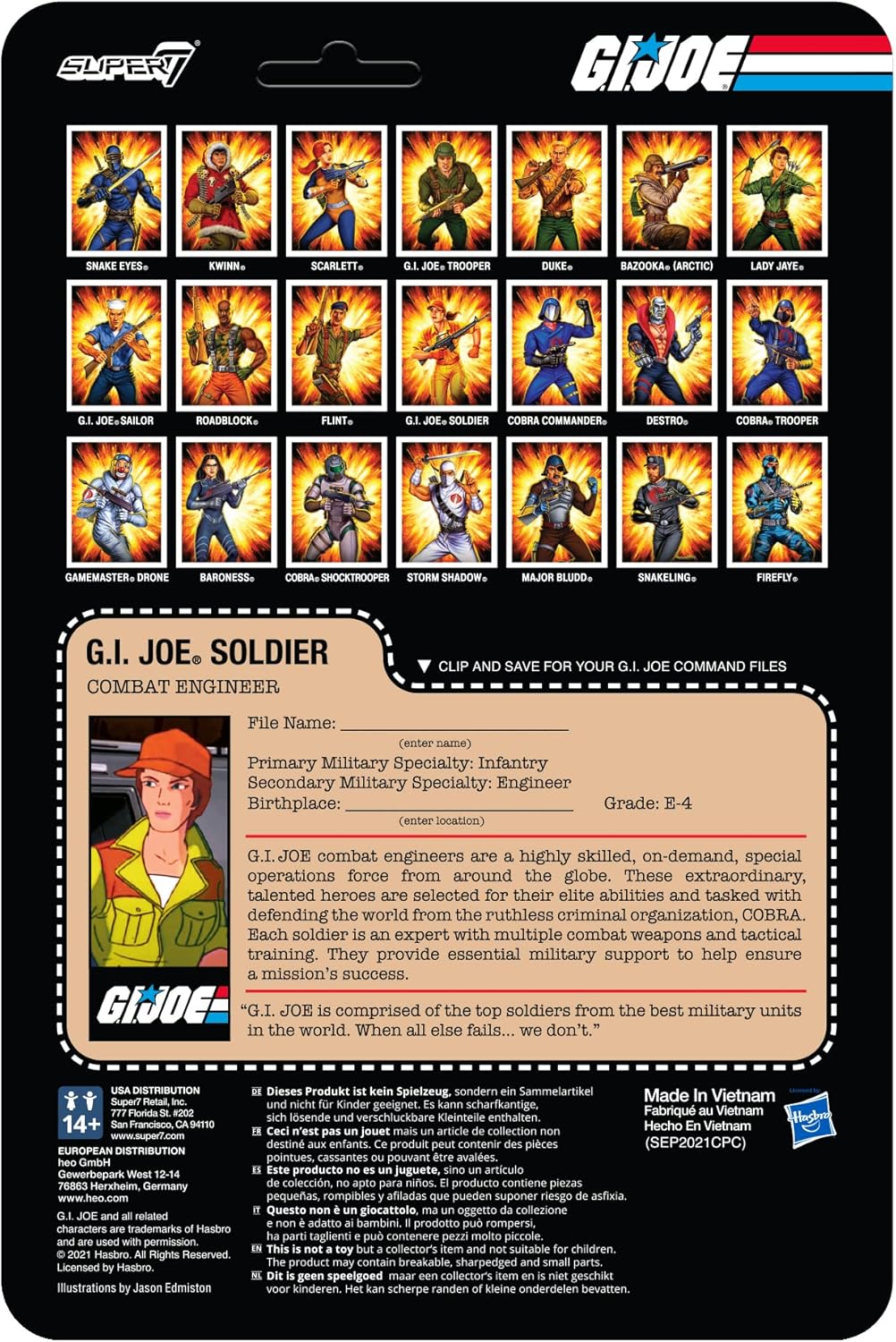 Super7 G.I. Joe – Pelo de cola de caballo femenino de combate (rosa) de 3.75 pulgadas
