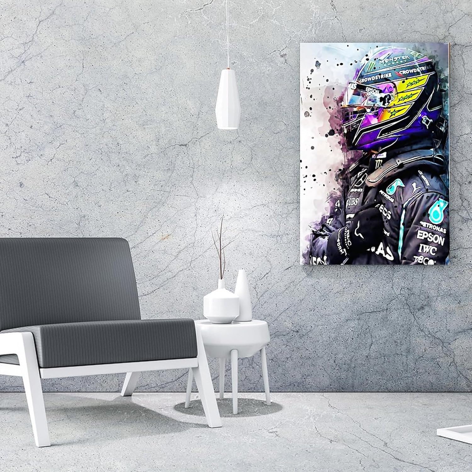 AAHARYA Lewis Hamilton F1 – Póster de auto para decoración de pared (7) pósteres e impresiones de pintura en lienzo, cuadros artísticos de pared