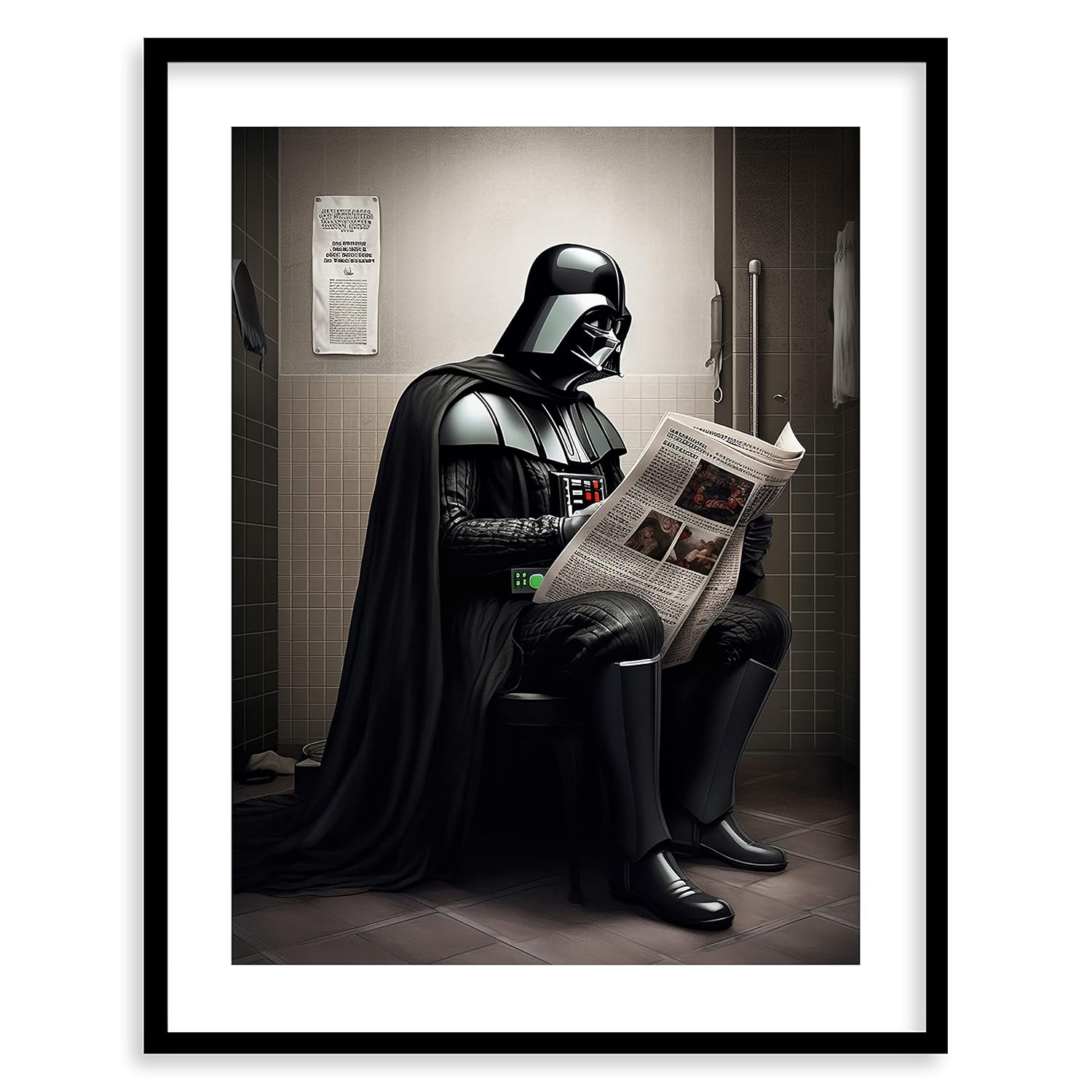 Star Wars Bathroom Décor Art Print – Premium Giclee Fine Art Print – Aesthetic Modern Vintage Painting Style Darth Vader Stormtrooper Yoda Print