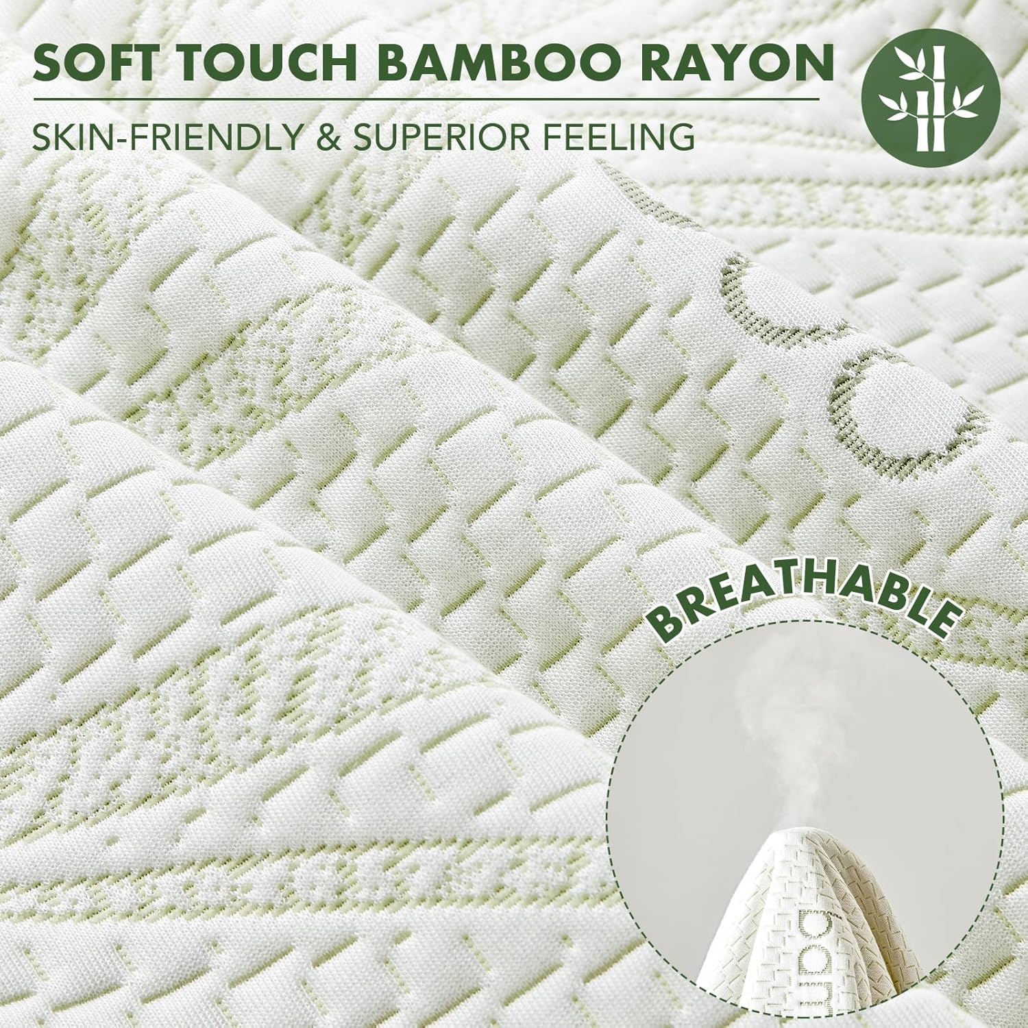 Protector de colchón impermeable tamaño matrimonial, protector de colchón transpirable de rayón de bambú con bolsillos elásticos profundos,