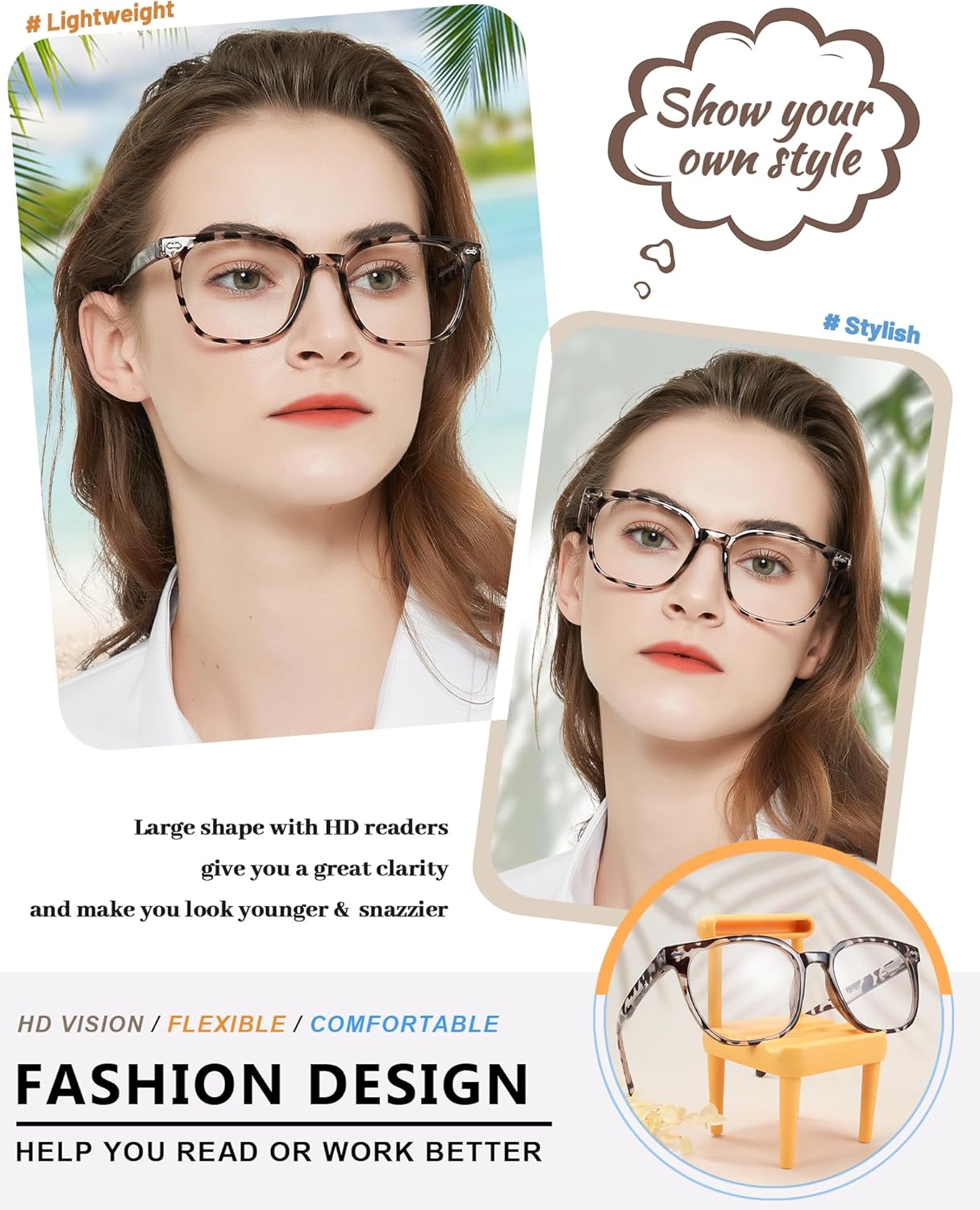 MARE AZZURO Gafas de lectura de gran tamaño para mujer, lectores cuadrados grandes 1.0 1.25 1.5 1.75 2.0 2.25 2.5 2.75 3.0 3.5 4.0 5.0 6.0