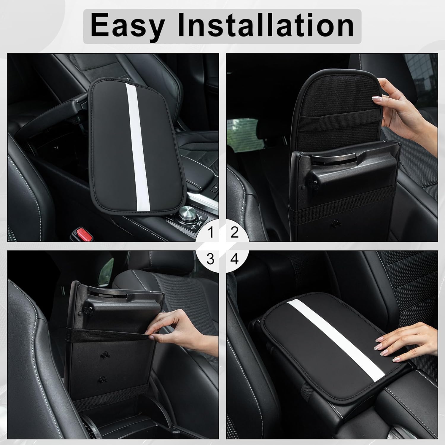 Tapete para caja de almacenamiento para reposabrazos de automóvil, cubierta de consola central de cuero de fibra para automóvil, accesorios de