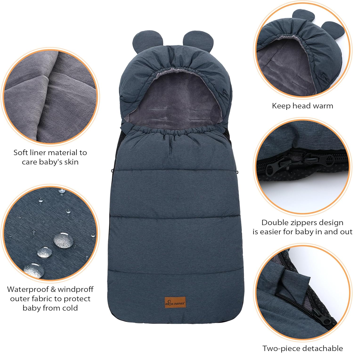 Bolsa para cochecito para bebé, bolsa de dormir para bebé, saco de dormir de invierno para cochecito de bebé, saco de dormir impermeable, cálido