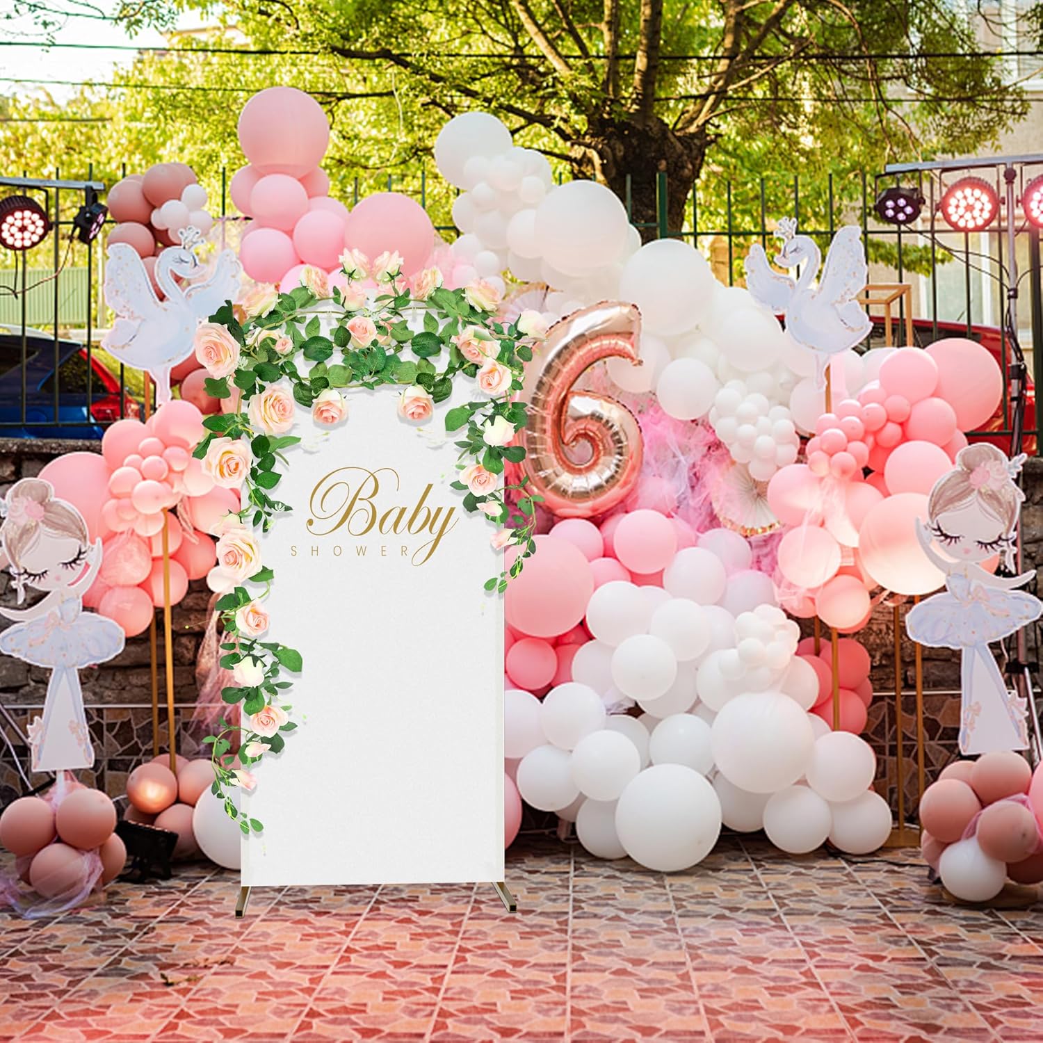 3 fundas de arco de fondo  Cubierta de arco de boda ajustable de elastano  Cubierta de arco de 2 caras para decoración de bodas, cumpleaños,