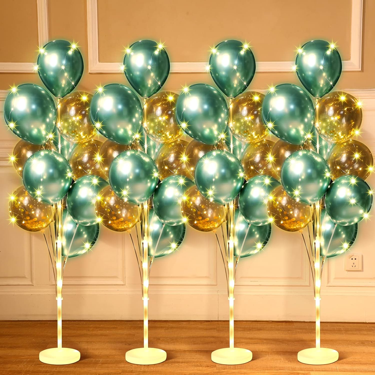 Juego de 4 columnas de globos para suelo con soporte para globos, torre de globos, decoración de telón de fondo para bodas, cumpleaños, baby shower,