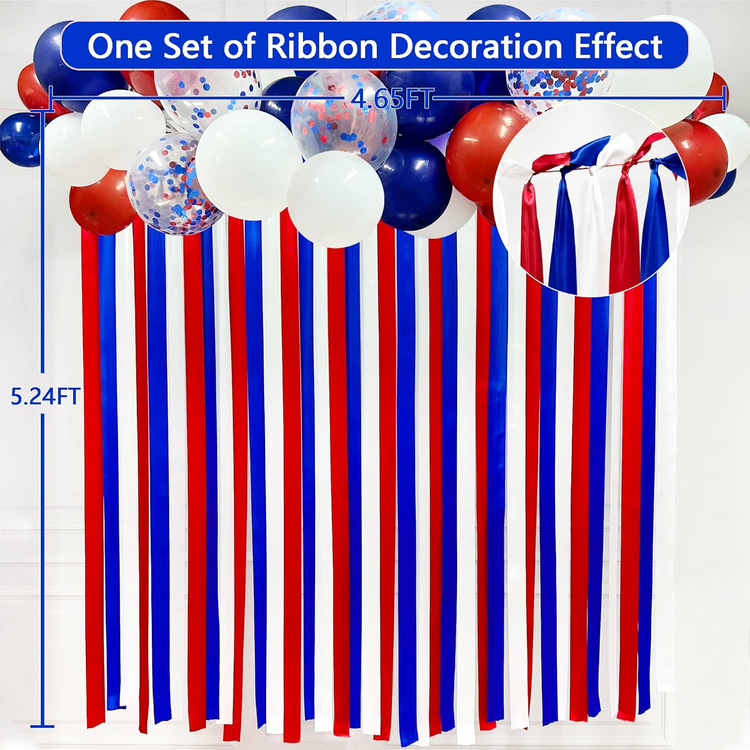 Decoración de fiesta de color rojo, azul y blanco, con flecos, cortina para colgar, telón de fondo, guirnalda de globos para el 4 de julio, Día de