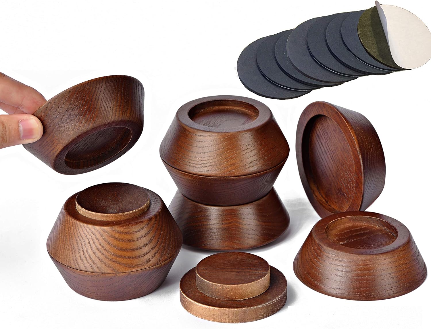 Elevadores de cama, elevadores de muebles (juego de 8) eleva altura de 1 pulgada, 2 pulgadas, 3 pulgadas o 4 pulgadas, elevadores de madera natural
