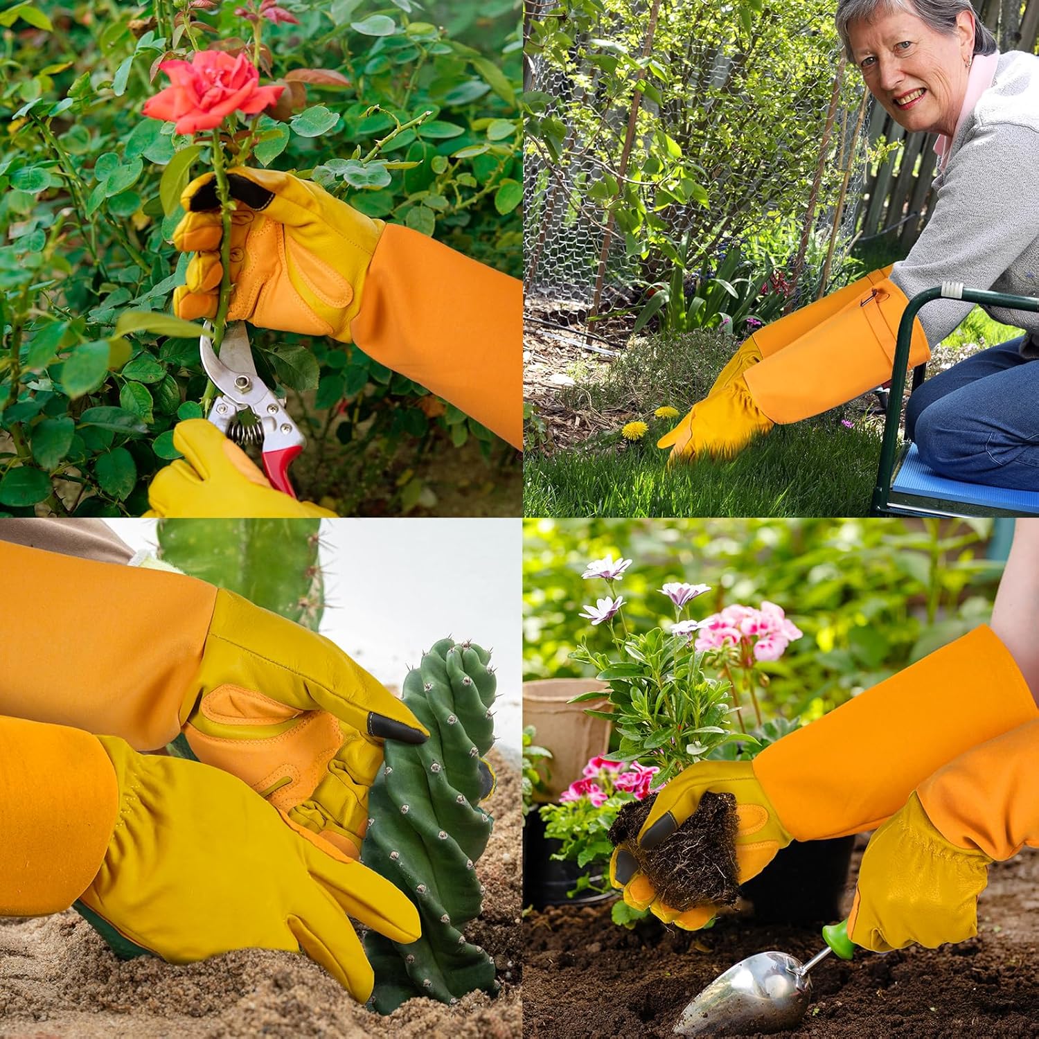 SLARMOR Guantes largos de jardinería para mujereshombres, guantes de poda de rosas resistentes a prueba de espinas