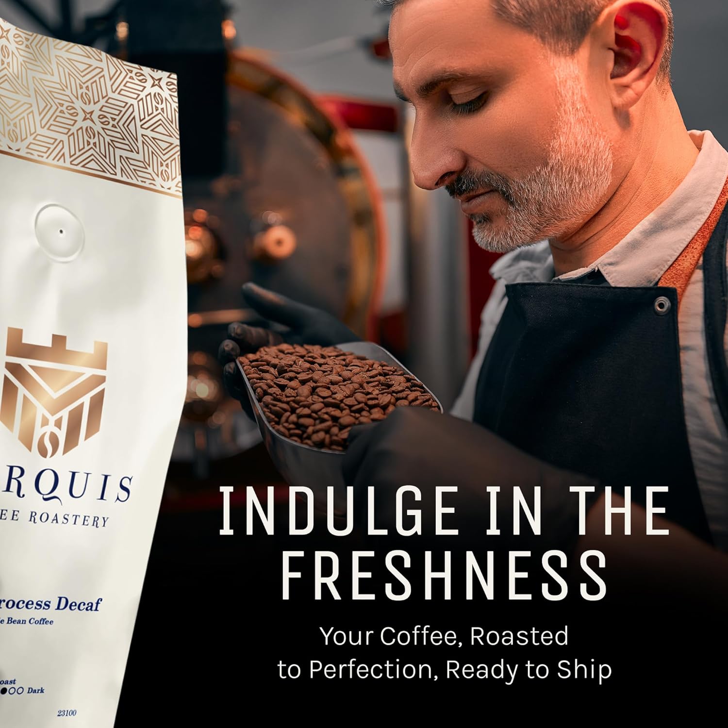 Marquis – Granos de café descafeinado Europrocesados, ricos granos de café puramente colombianos, café descafeinado fresco con un aroma embriagador,
