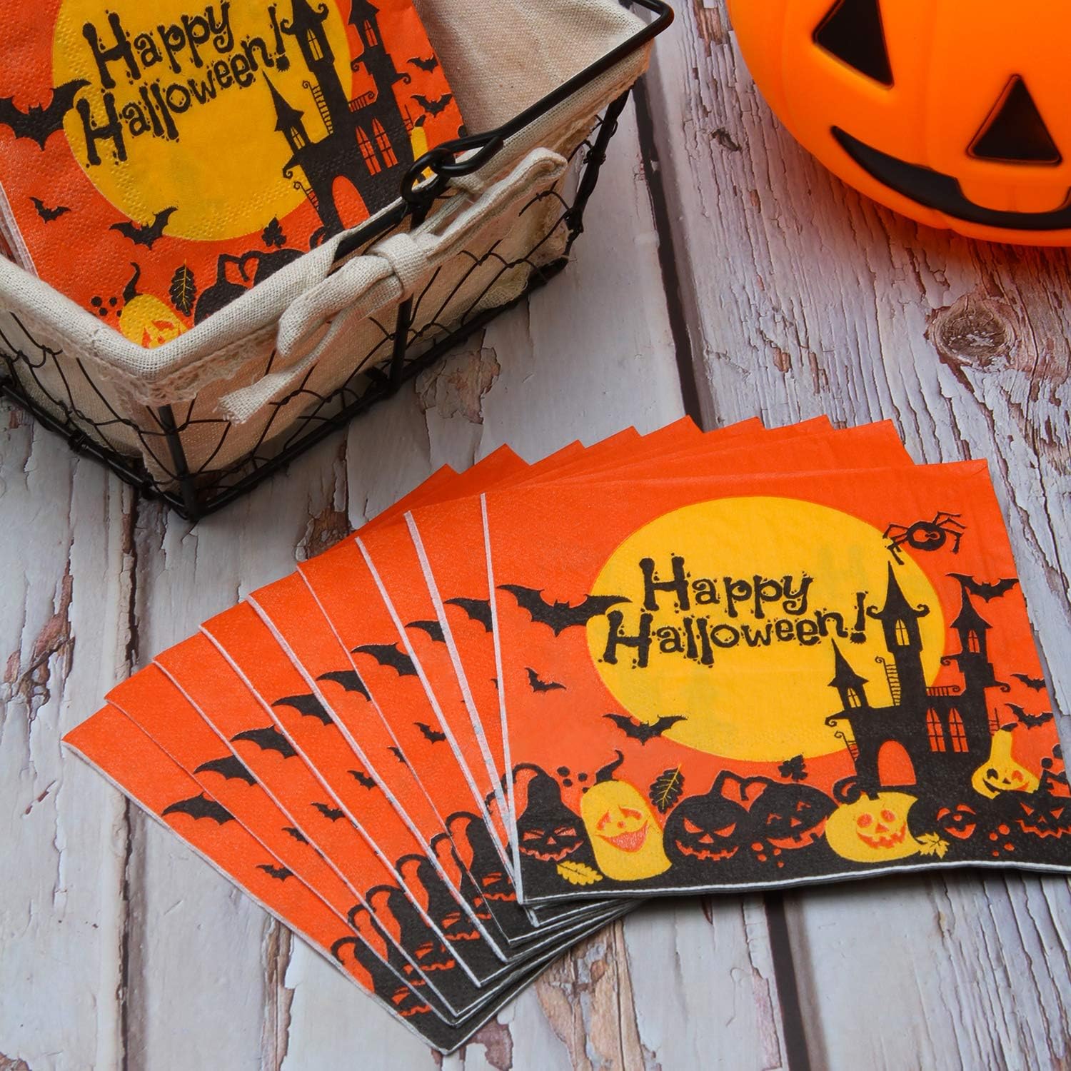 Elcoho 150 servilletas de papel desechables de Halloween para bebidas horriblemente elegantes servilletas de cóctel con 2 capas, 5 x 5 pulgadas