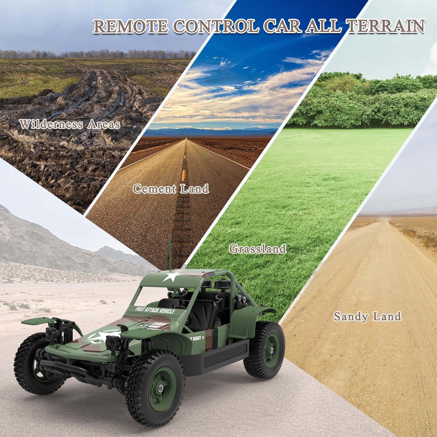 Camión de control remoto del ejército táctico camión 4WD comando militar vehículo todoterreno RC coche con luces niños HobbyToy