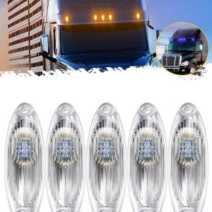 Partsam Luz de cabina, 5 piezas de luz LED transparente de doble color para techo de correr, repuesto para Freightliner Cascadia luces de Partsam Luz de cabina, 5 piezas de luz LED transparente de doble color para techo de correr, repuesto para Freightliner Cascadia luces de