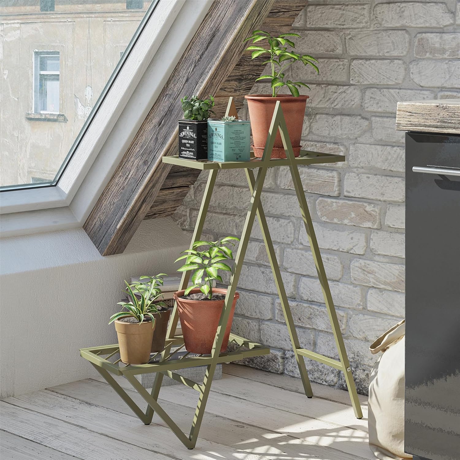 REALROOMS Botanika – Soporte para plantas, verde oliva