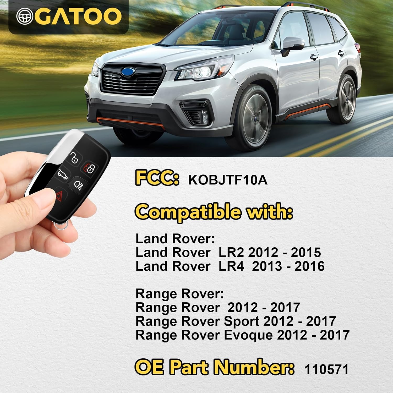 Llavero inteligente de repuesto para Land Rover LR2 LR4 2012-2016, Range Rover Sport Evoque 2012 2013 2014 2015 2016 2017, KOBJTF10A, juego de 2