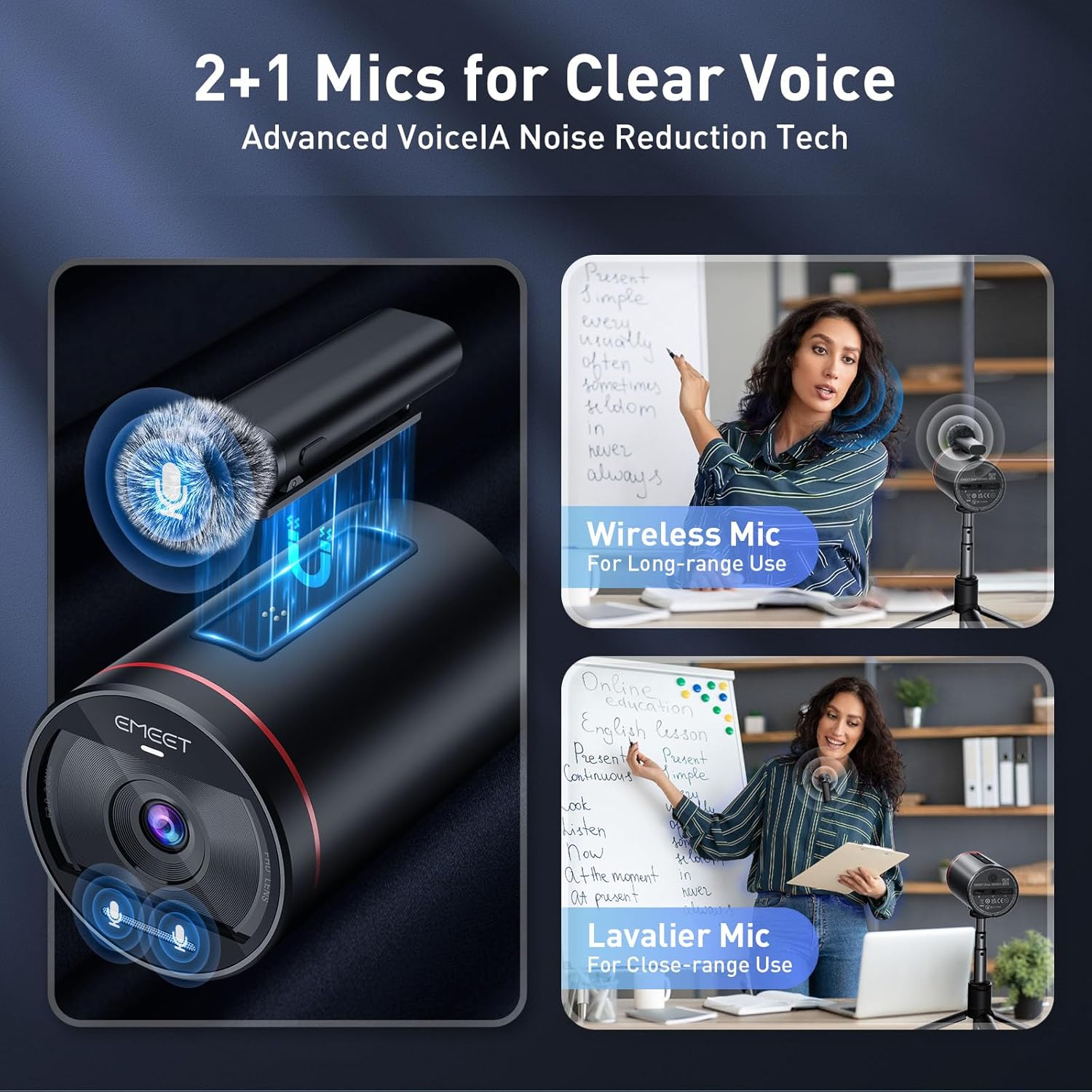 EMEET Streamcam One – Cámara de transmisión inalámbrica, cámara web HD de 1080P con sensor Sony, soporte multicámara, 1 micrófono desmontable y 2