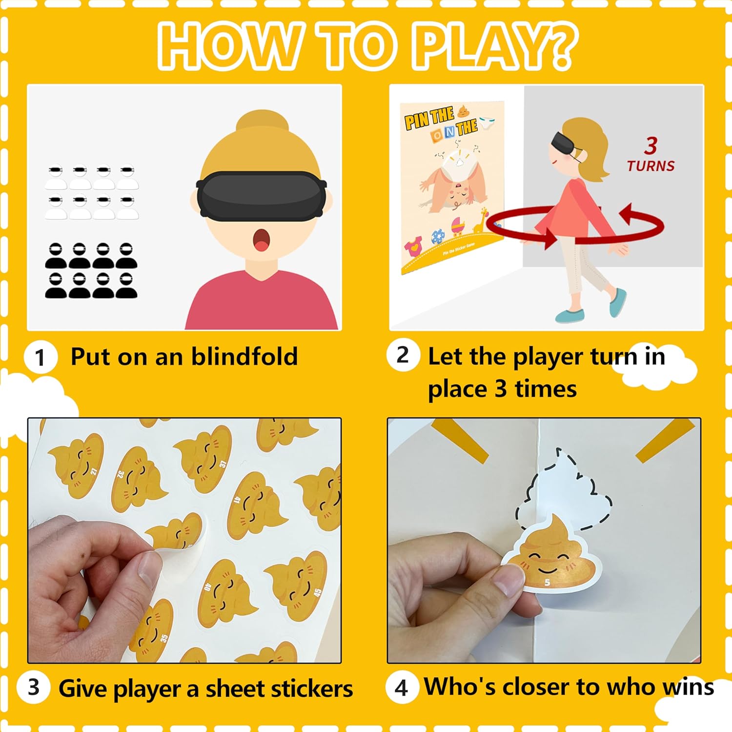 Juegos de baby shower, recuerdos de fiesta, pin the sticker en el pañal, divertidos juegos de baby shower para adultos, niñas, niños, decoraciones