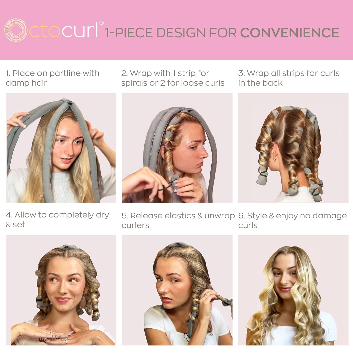 No Headband Satin Octocurl – Rizador de pelo sin calor – Suave para rizos nocturnos – Rodillos de pelo sin calor (pelo corto – QMax – Algo azul)