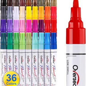 Rotuladores de pintura, 36 colores permanentes a base de aceite, punta media, secado rápido e impermeable, marcadores de colores surtidos para Rotuladores de pintura, 36 colores permanentes a base de aceite, punta media, secado rápido e impermeable, marcadores de colores surtidos para