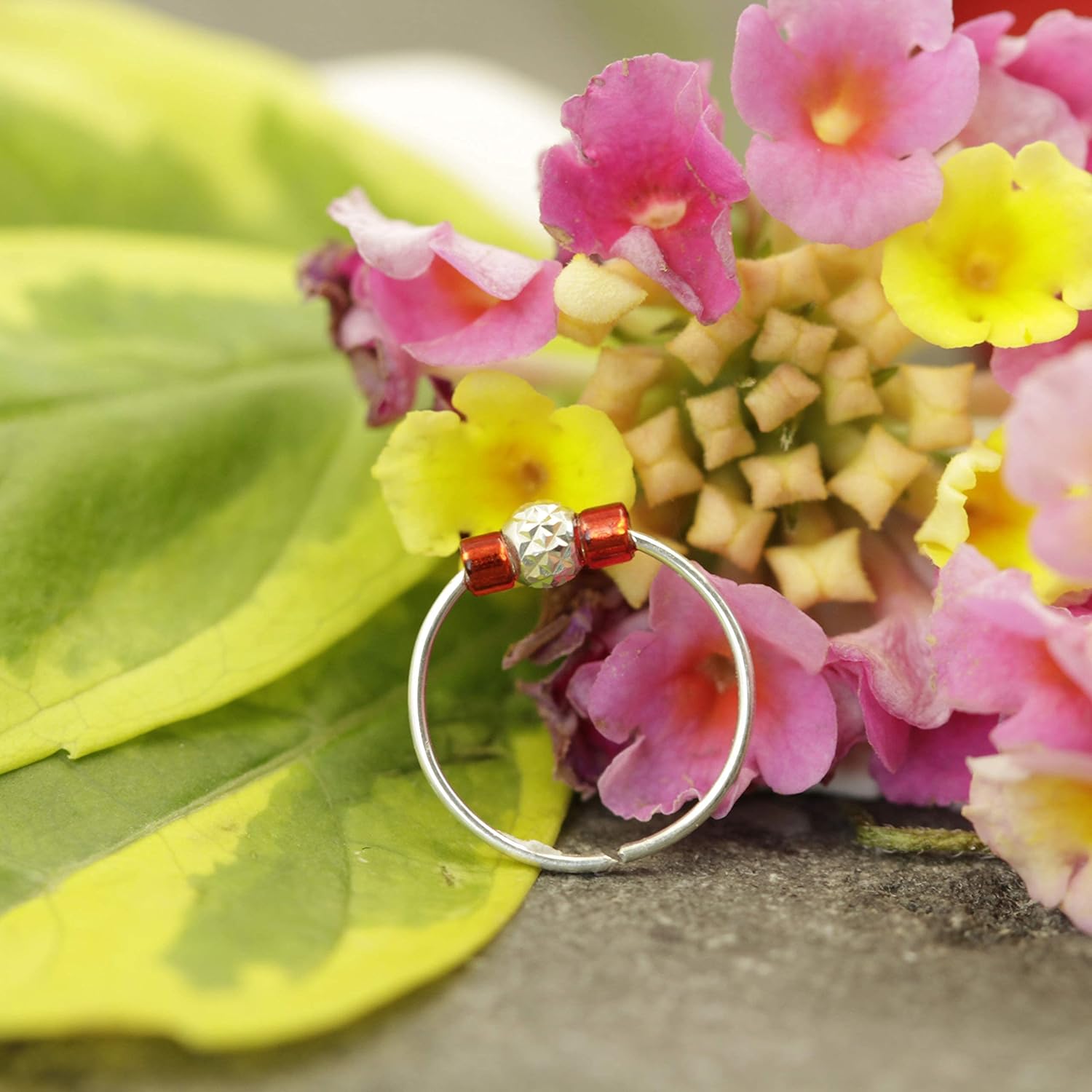 Tiny Beaded Silver Cartilage Helix Earring -Small & Thin 24G 925 Sterling SilverHelix Piercing ring 8mm hoop