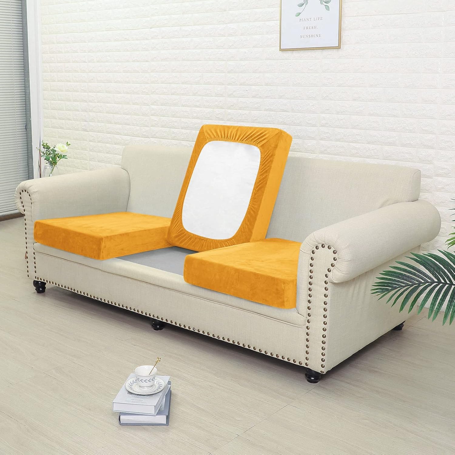 Rosygulls Funda de terciopelo para sofá separada, fundas de sofá para sofá de 2 cojines, súper elásticas, resistentes al desgaste, protector de