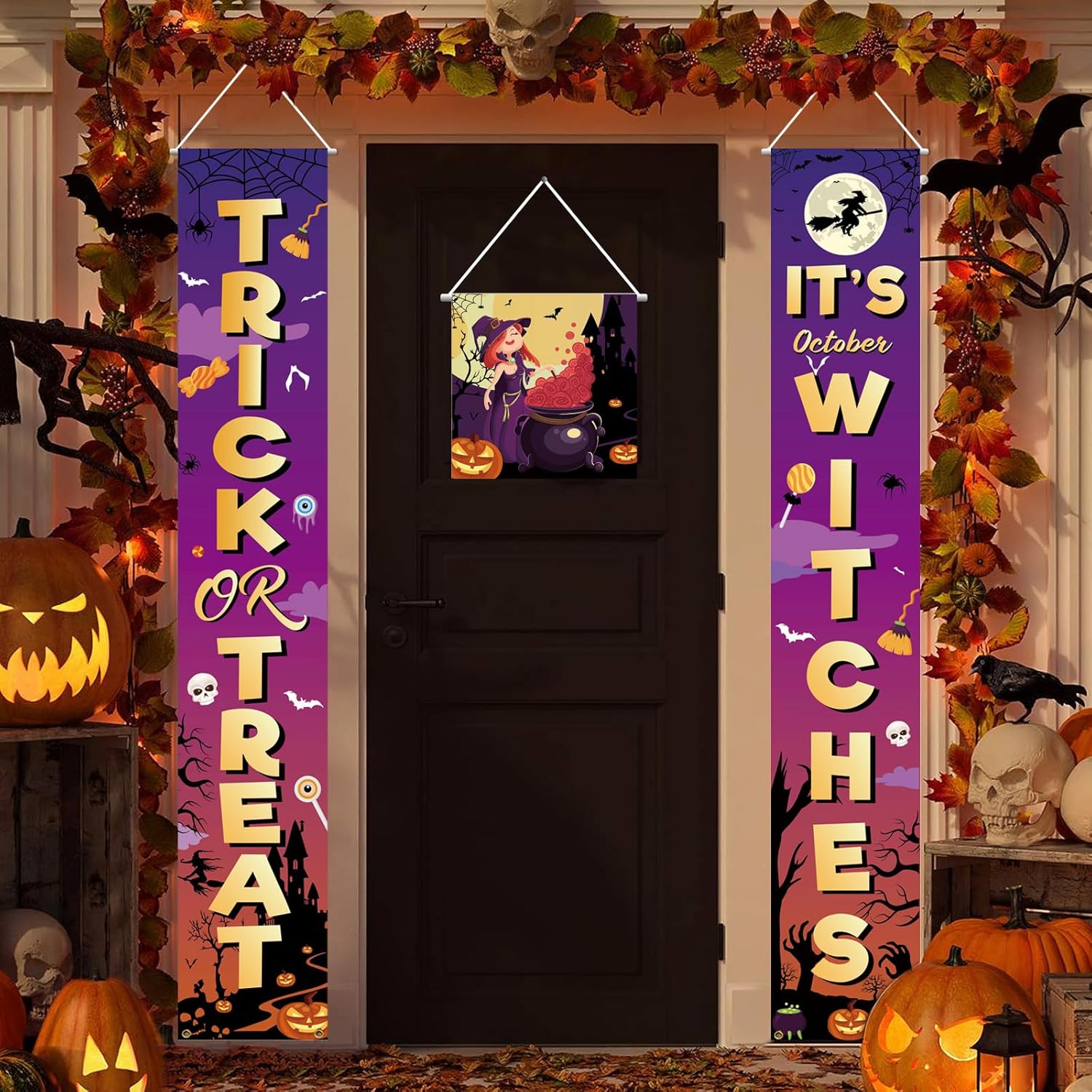Decoraciones de Halloween para exteriores, carteles de Halloween para puerta delantera, decoración de patio de Halloween, decoración de jardín,