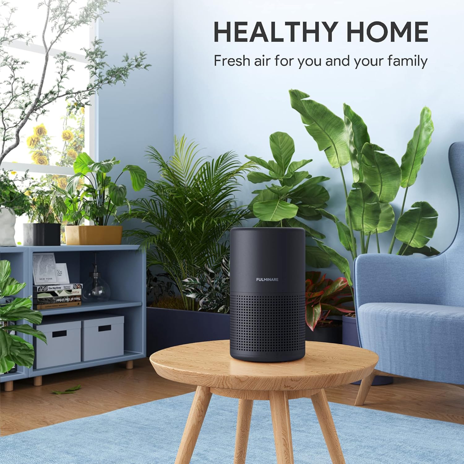 FULMINARE Purificadores de aire para dormitorio H13 True HEPA filtro de aire silencioso con luz nocturna, purificador de aire pequeño portátil para