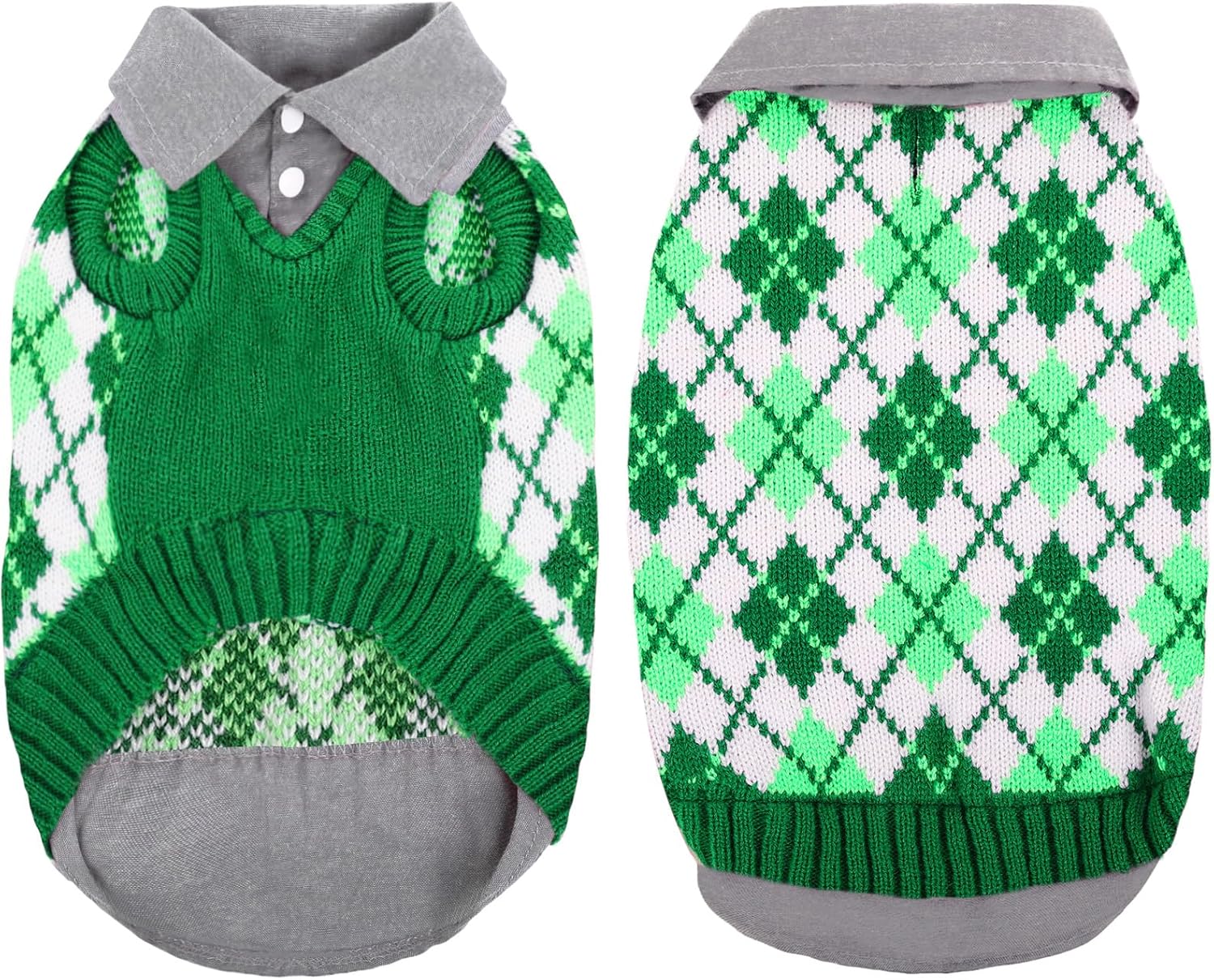 ASENKU Suéter cálido para perro, suéter de punto para cachorros, suéter de invierno suave para perros pequeños, traje de cuello alto a cuadros,