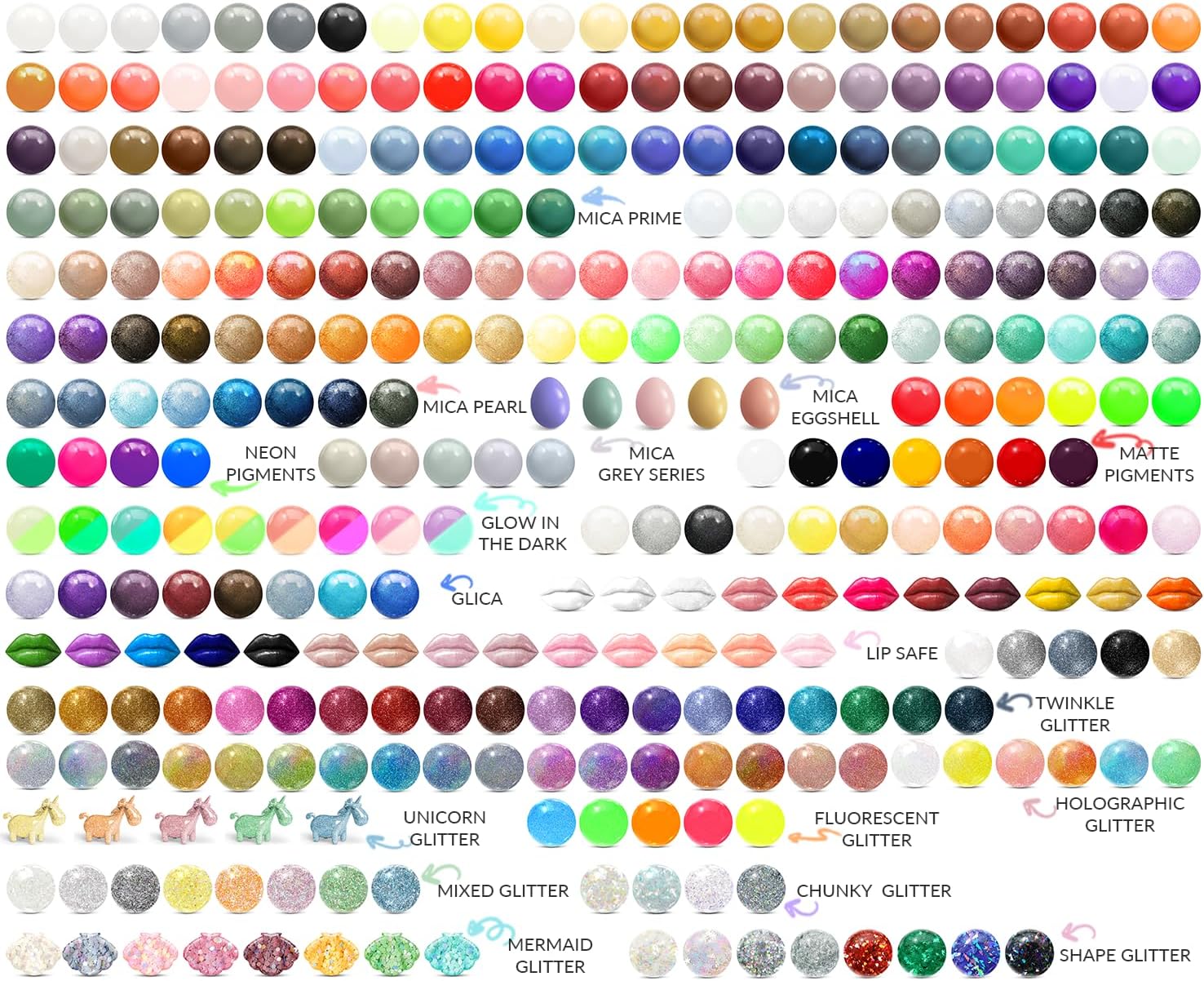 MARBLERS – Polvo de mica natural de grado cosmético, pigmento nacarado, tinte, no tóxico, vegano, libre de crueldad, sombra de ojos, esmalte de