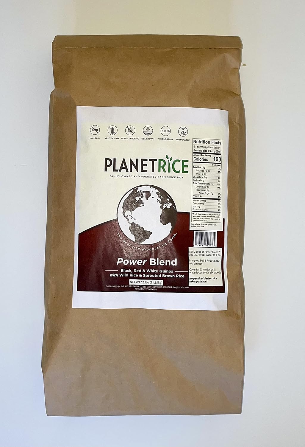 Planet Rice Power Blend – Arroz integral + quinua tricolor + arroz silvestre para preparación de comidas y cocción a granel, sin gluten, vegano,