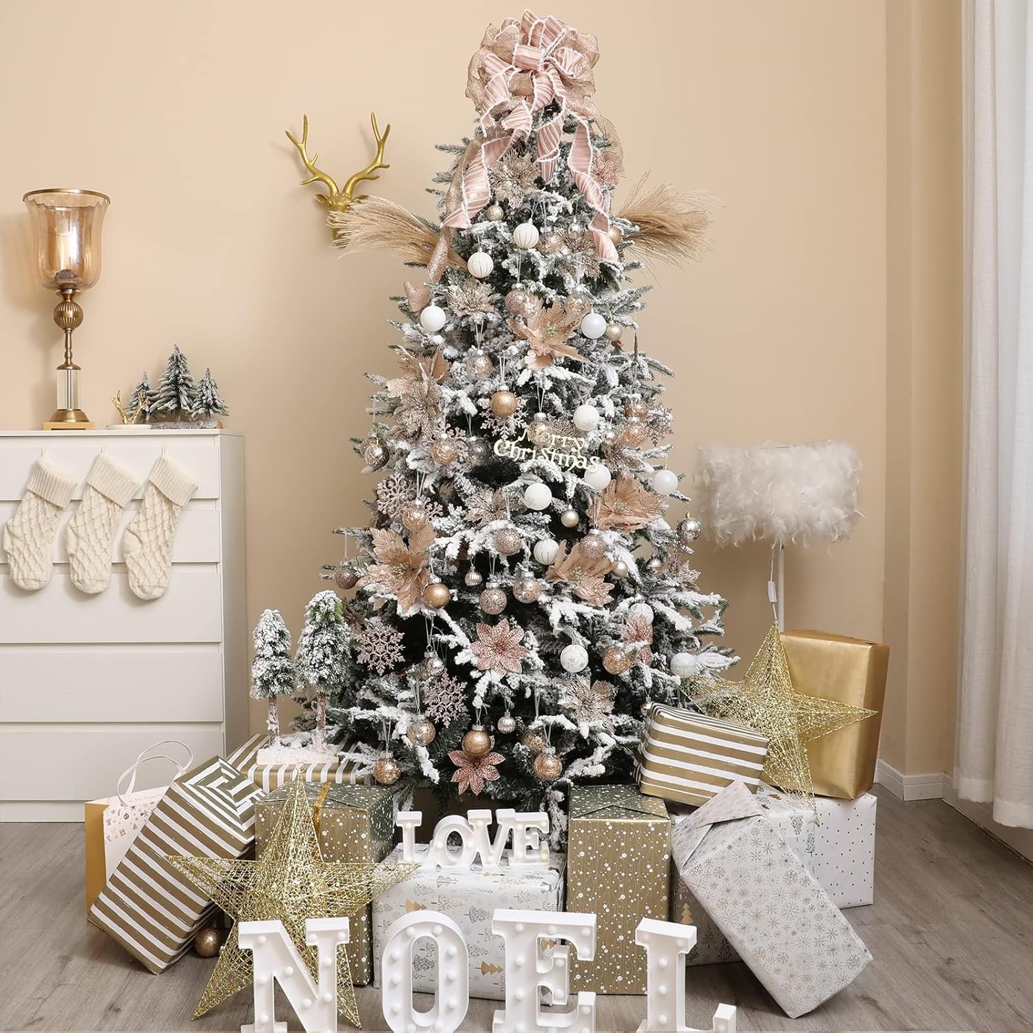 Wironlst Adornos de bola de Navidad inastillables de plástico transparente grande, juego de bolas decorativas con relleno delicadas decoraciones