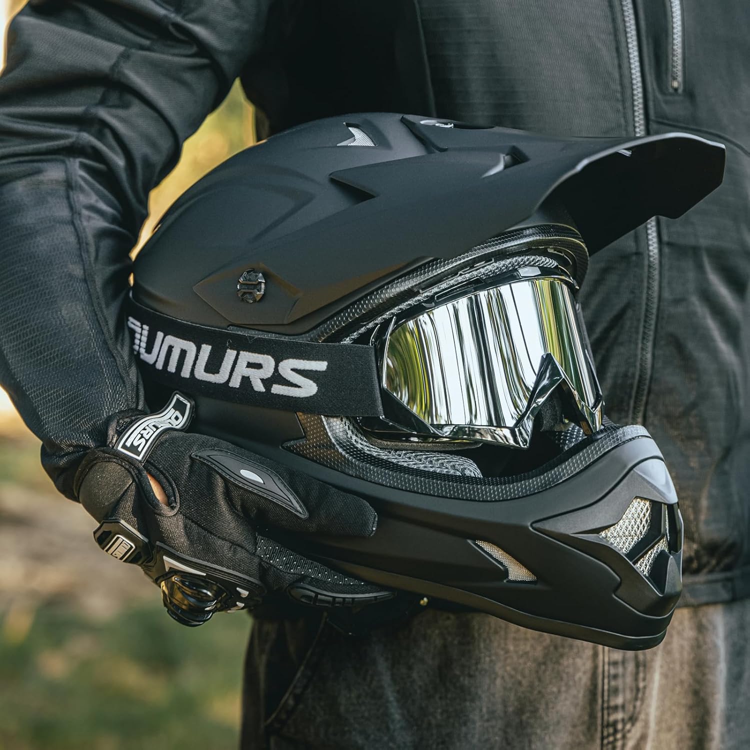 Casco de motocross para adultos con gafas, guantes y máscara, hebilla de liberación rápida, visera ajustable, casco para adultos, motocross,