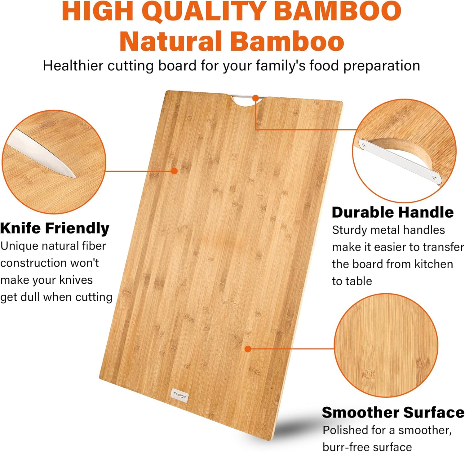 Tabla de cortar de bambú extragrande de 36 x 22 pulgadas, tabla de cortar 4XL para cocina, tabla de cortar tabla de charcutería de 0.8 pulgadas de
