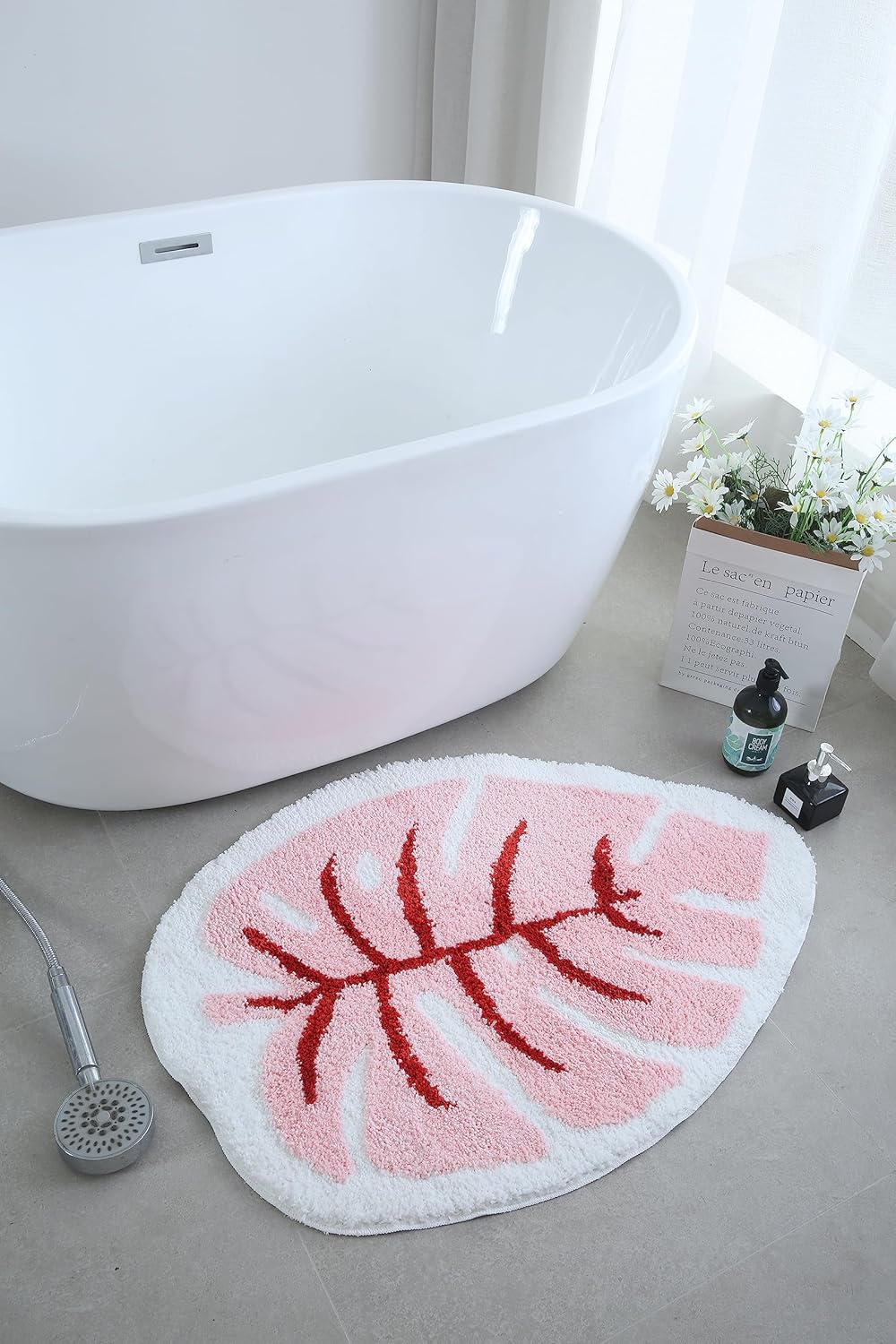 Tapete de baño de felpa suave en forma de hojas, antideslizante, para decoración del hogar, alfombra de área para habitación de niños, alfombra para