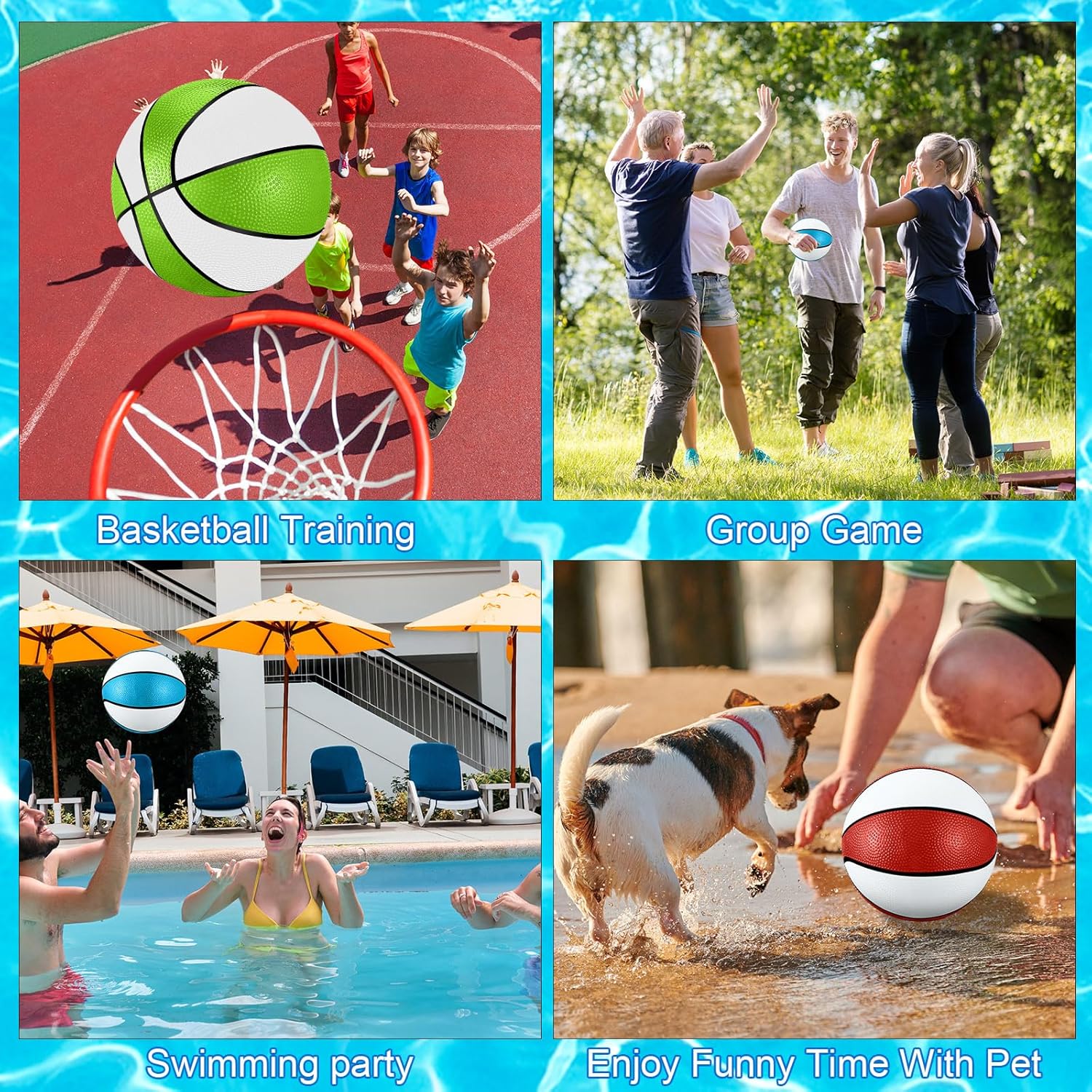 12 piezas de baloncesto para piscina, operación de Navidad, 9 pulgadas, baloncesto acuático a granel con bomba para piscina, mini aro de interior,