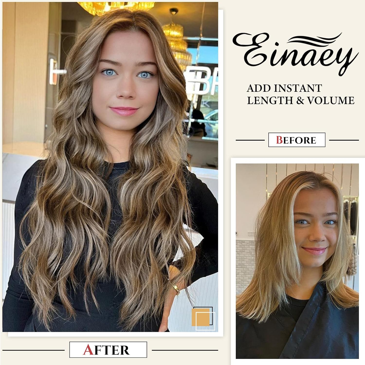 Extensiones de cabello con clip, 4 piezas de extensiones suaves, naturales y fáciles de usar con extensiones largas onduladas para bodas, disfraces