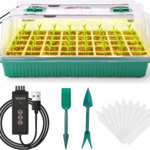 Ryscam Bandeja de inicio de semillas con luz de crecimiento, kit de inicio de semillas de 40 celdas, kit de bandejas de inicio de plántulas con Ryscam Bandeja de inicio de semillas con luz de crecimiento, kit de inicio de semillas de 40 celdas, kit de bandejas de inicio de plántulas con