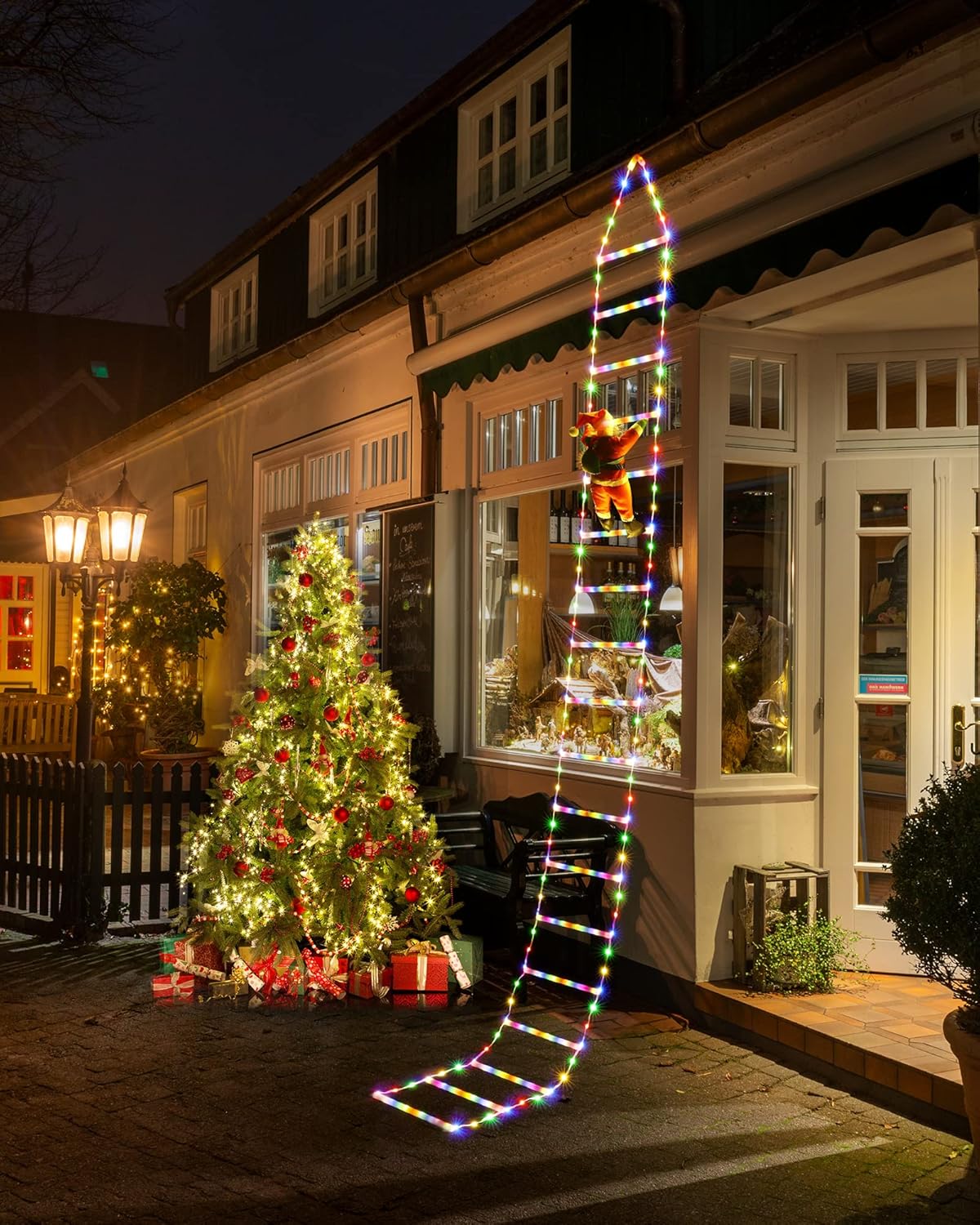 Luces LED de escalera con Papá Noel escalador – Luces decorativas de Navidad al aire libre – 3M, multicolor