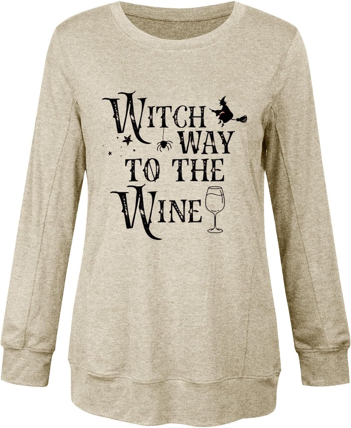 Blusas de talla grande para mujer, 3 camisetas de bruja Way To The Wine, sudadera de bruja de Halloween, vino de Halloween, talla grande